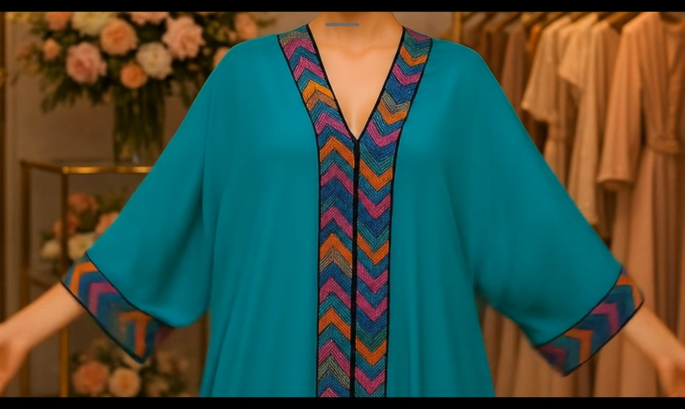 A one-of-a-kind abaya crafted for discerning women with impeccable taste.(In-Store Purchase Only) عباءة فريدة من نوعها مصممة للسيدات اللواتي يبحثن عن التميز والأناقة.